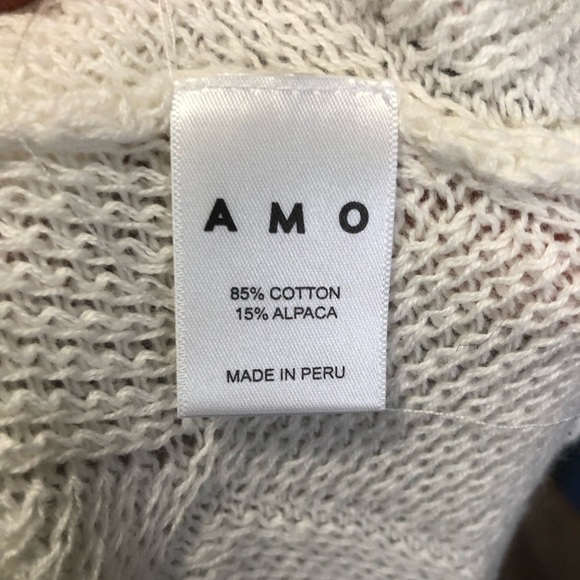 AMO Patchwork Sweater Women's Medium Neutral Ivory Oversized Cropped Alpaca Wool - Picture 5 of 7